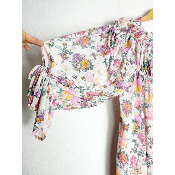 NWT Revolve Tularosa Brogan Off-Shoulder Mini Dress Medium Pink White Floral - Picture 11 of 14